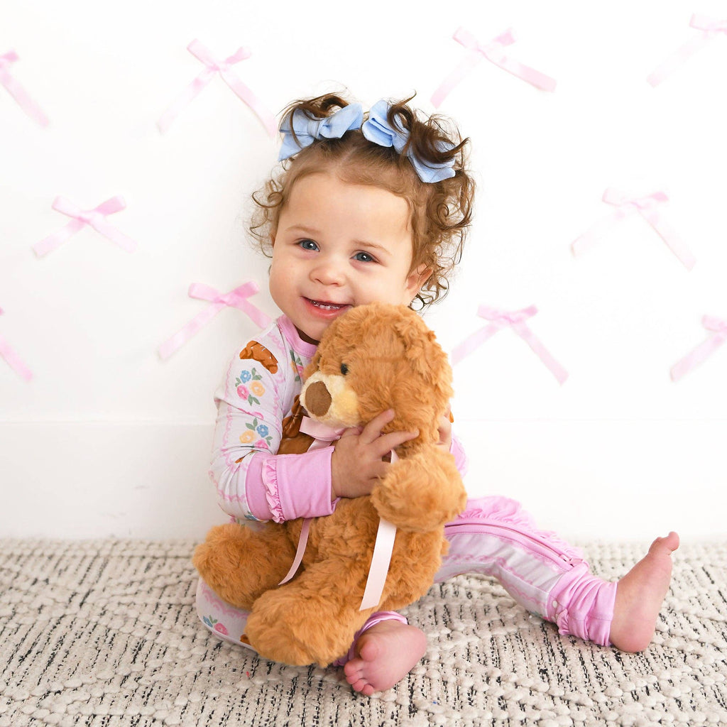 Gillian RUFFLE ZIP Bamboo One Piece Bear Baby Outfit