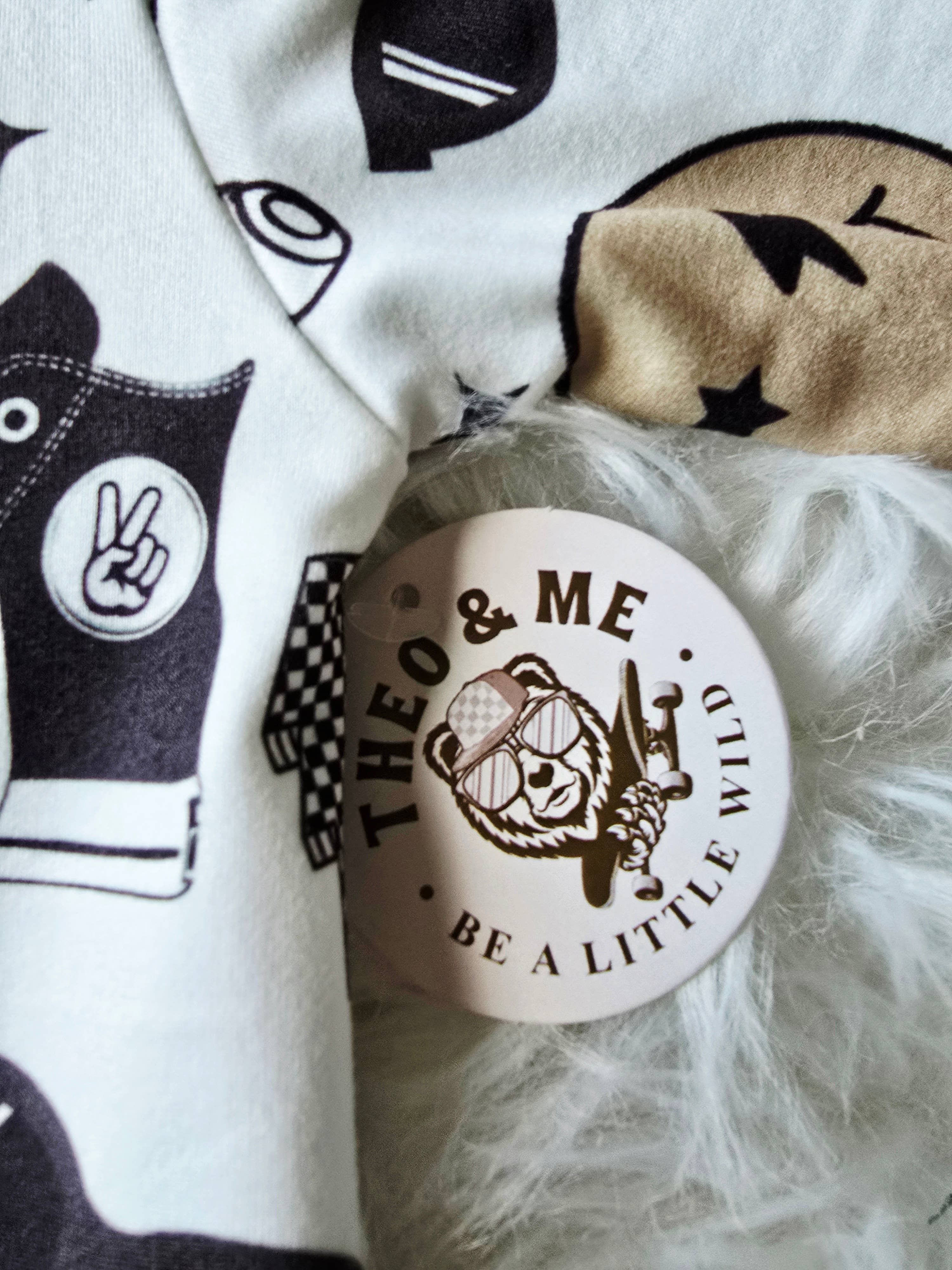 Baby Boy Sleeper/Pajamas - Tan & Black Rad Dude