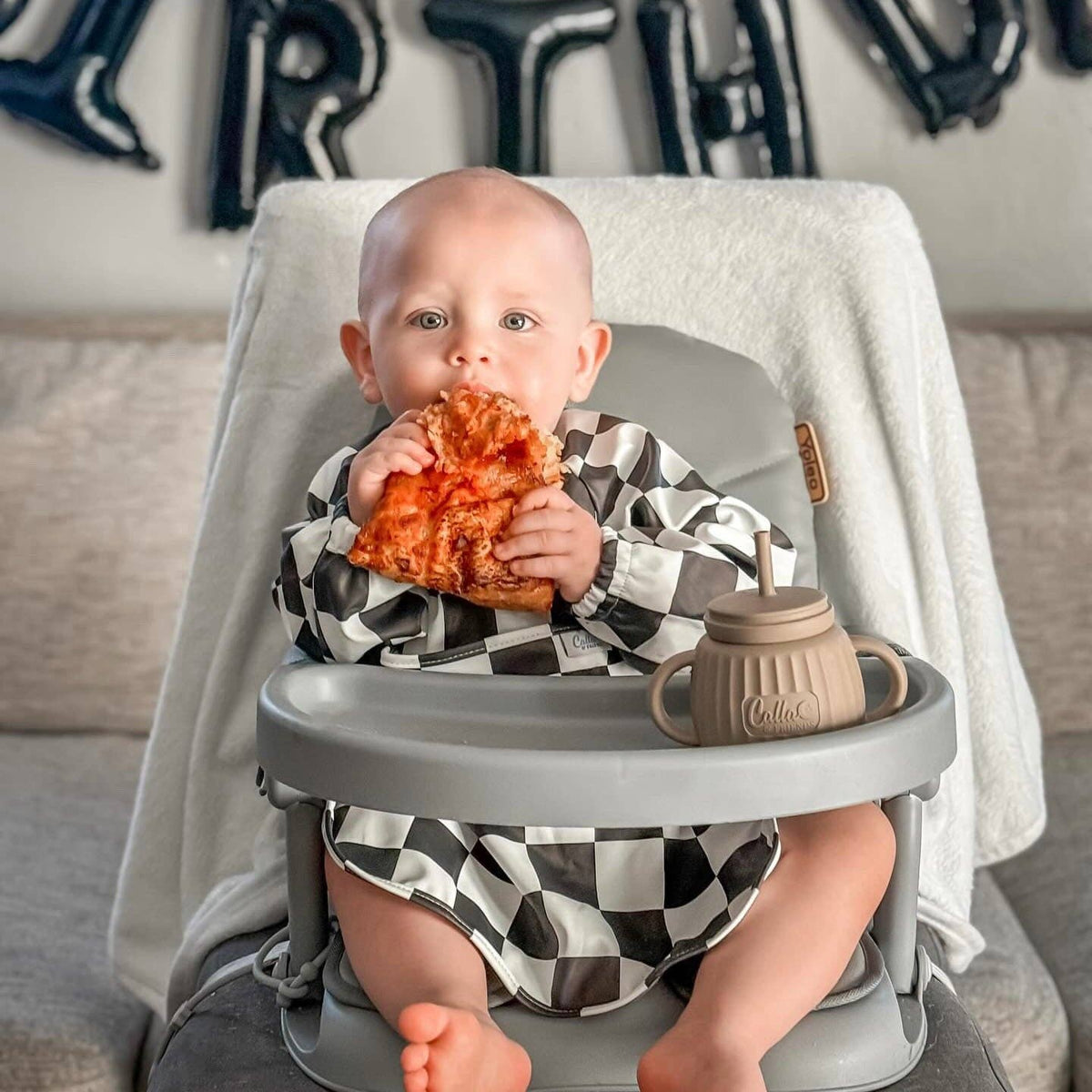 The Grayson Long Sleeve Bib - Checkered: BLACKOUT / 4-6Y