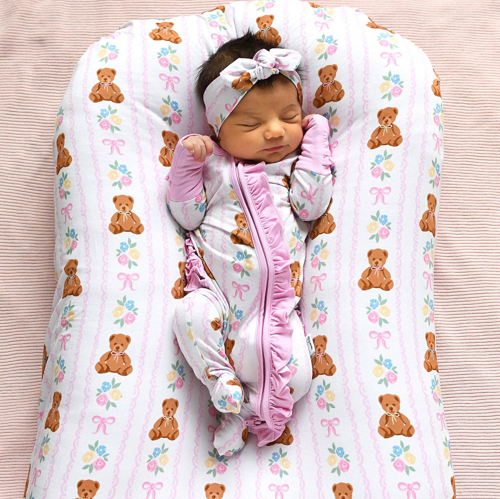 Gillian RUFFLE ZIP Bamboo One Piece Bear Baby Outfit
