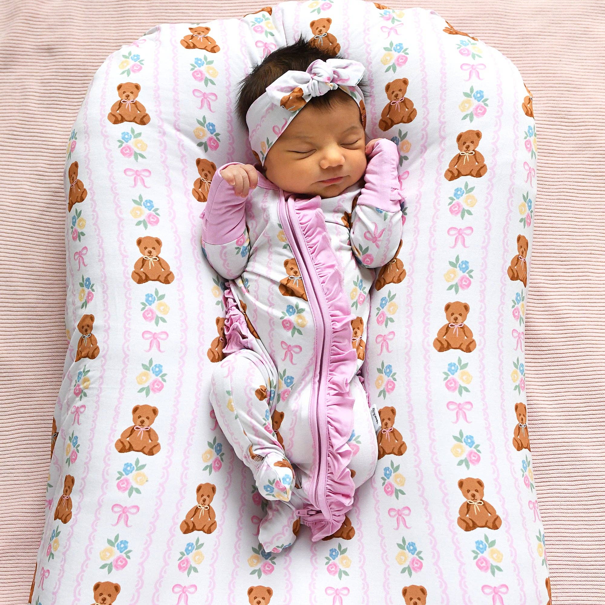 Gillian RUFFLE ZIP Bamboo One Piece Bear Baby Outfit