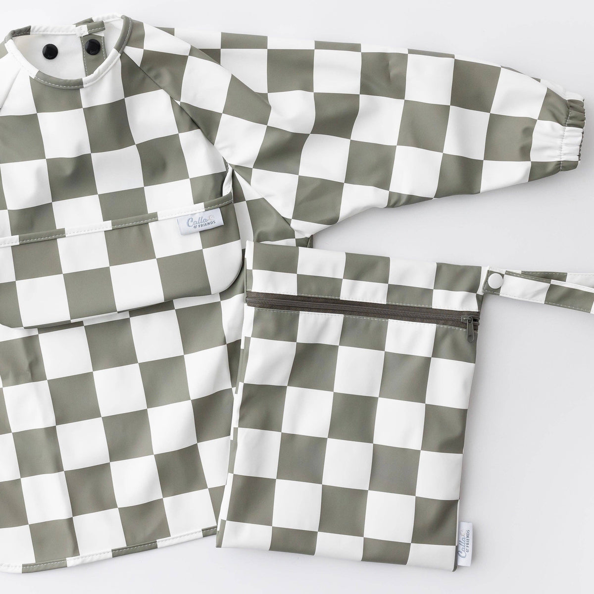 The Grayson Long Sleeve Bib - Checkered: BLACKOUT / 4-6Y