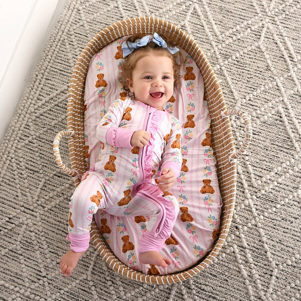 Gillian RUFFLE ZIP Bamboo One Piece Bear Baby Outfit