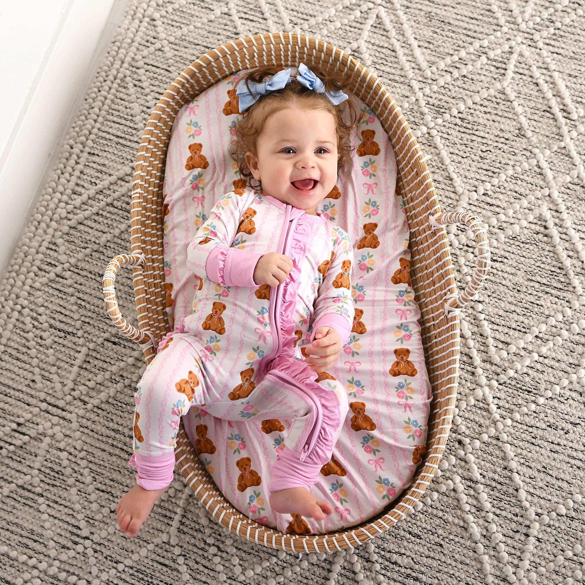 Gillian RUFFLE ZIP Bamboo One Piece Bear Baby Outfit