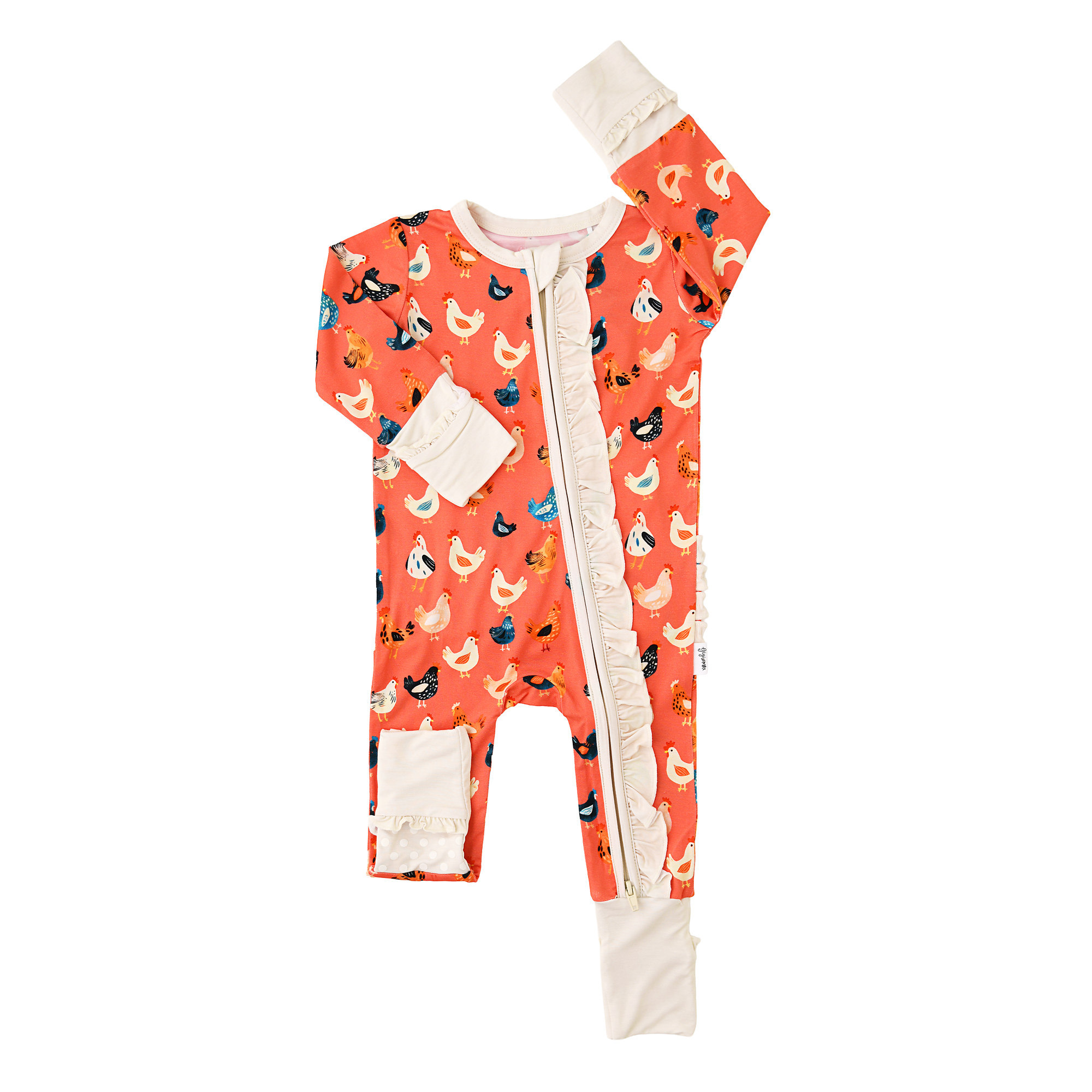 Penny RUFFLE ZIP Bamboo One Piece Chickens Baby Outfit
