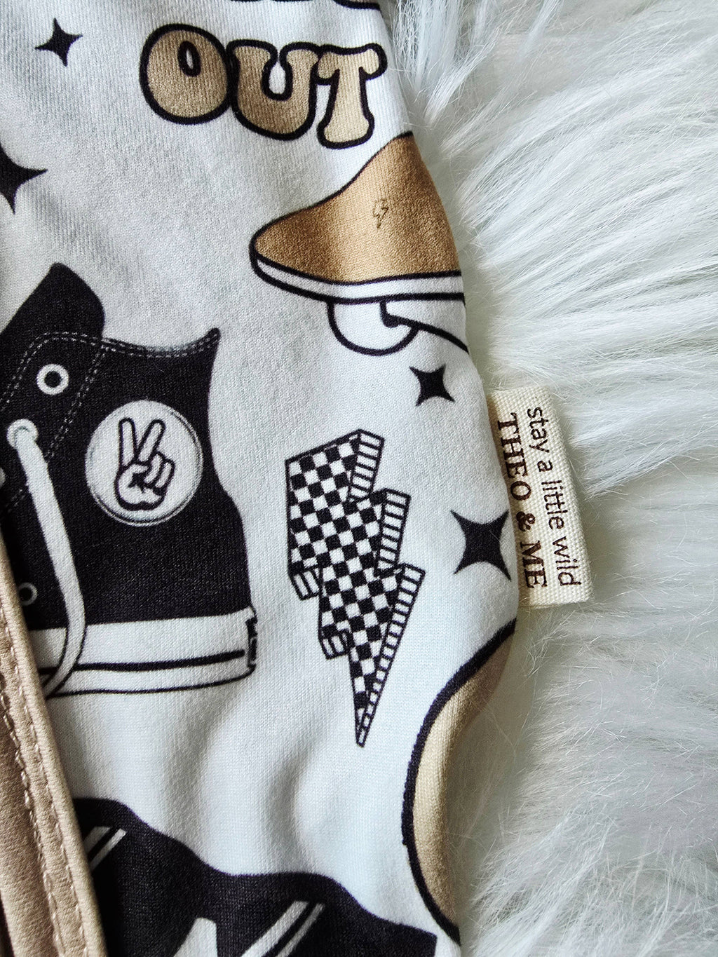 Baby Boy Sleeper/Pajamas - Tan & Black Rad Dude