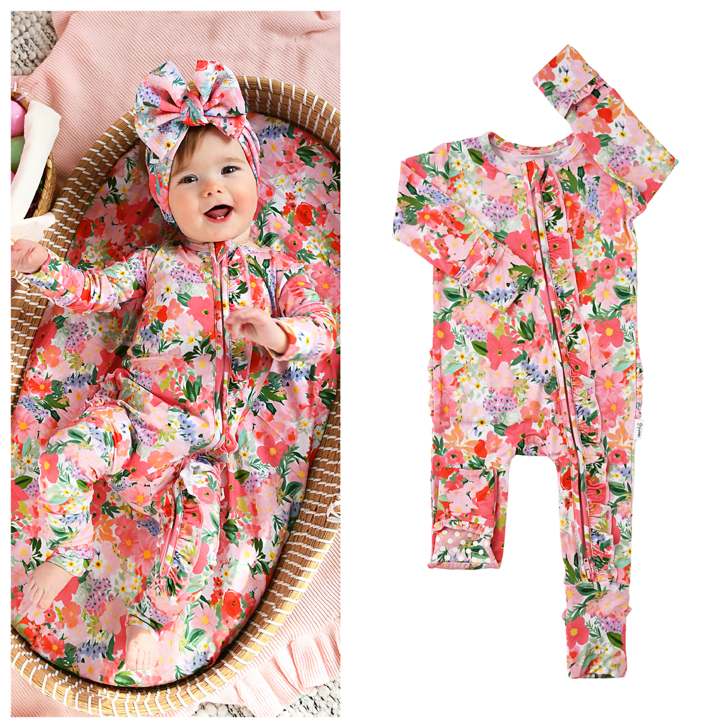 Eliana RUFFLE ZIP Bamboo One Piece Baby Outfit
