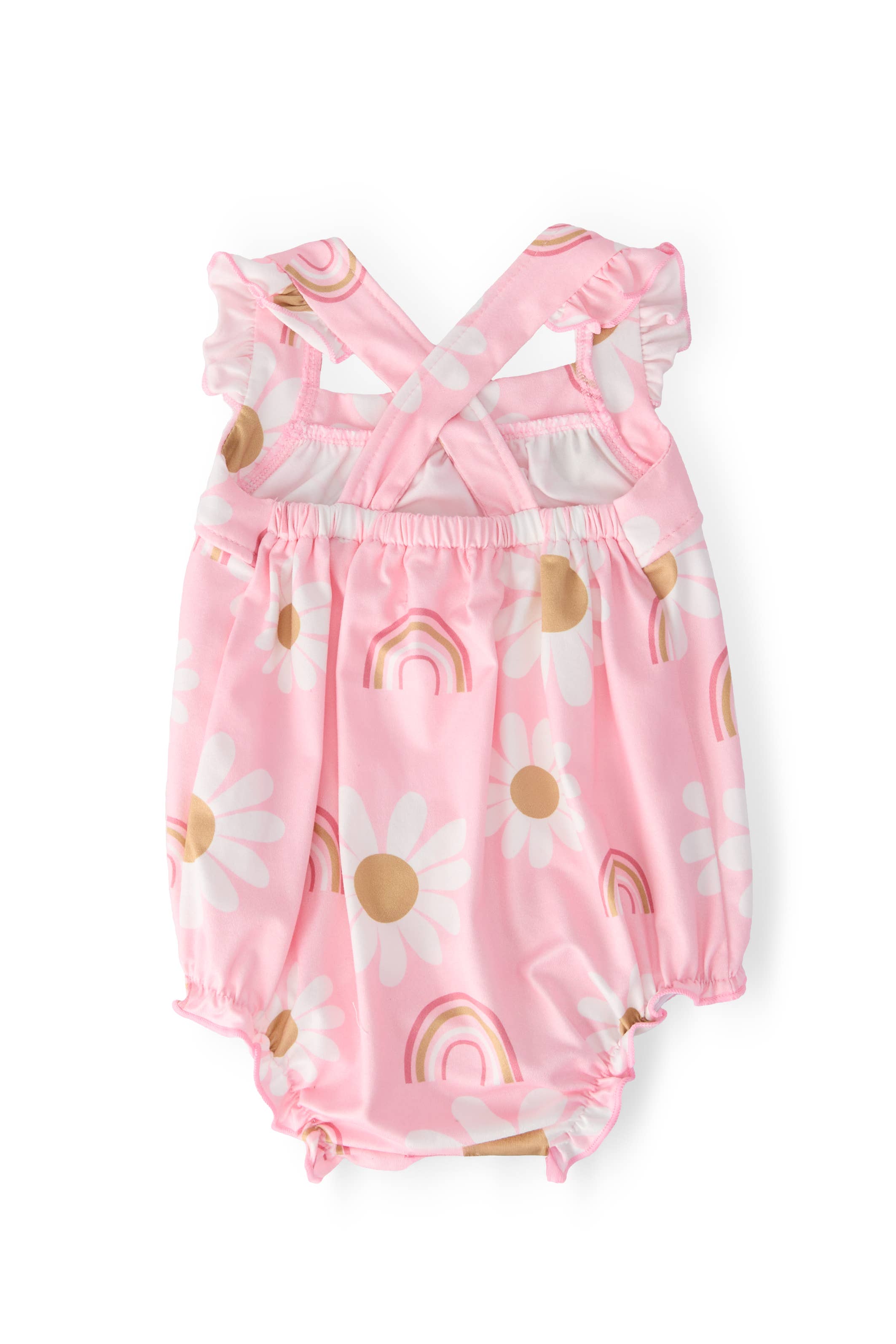 You are My Sunshine Ruffle Cross Back Romper