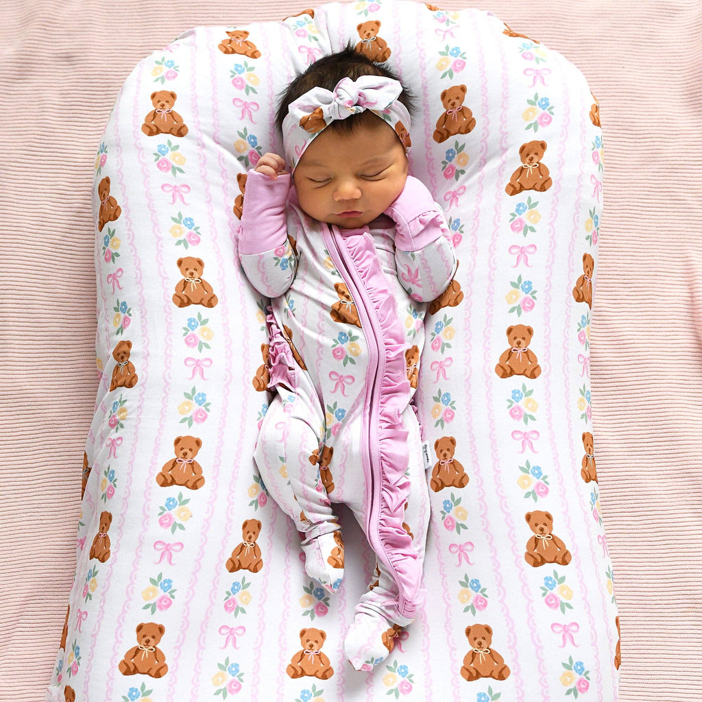 Gillian RUFFLE ZIP Bamboo One Piece Bear Baby Outfit