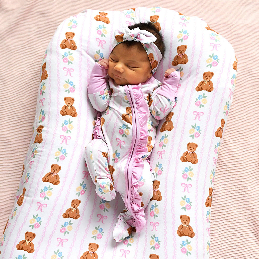 Gillian RUFFLE ZIP Bamboo One Piece Bear Baby Outfit