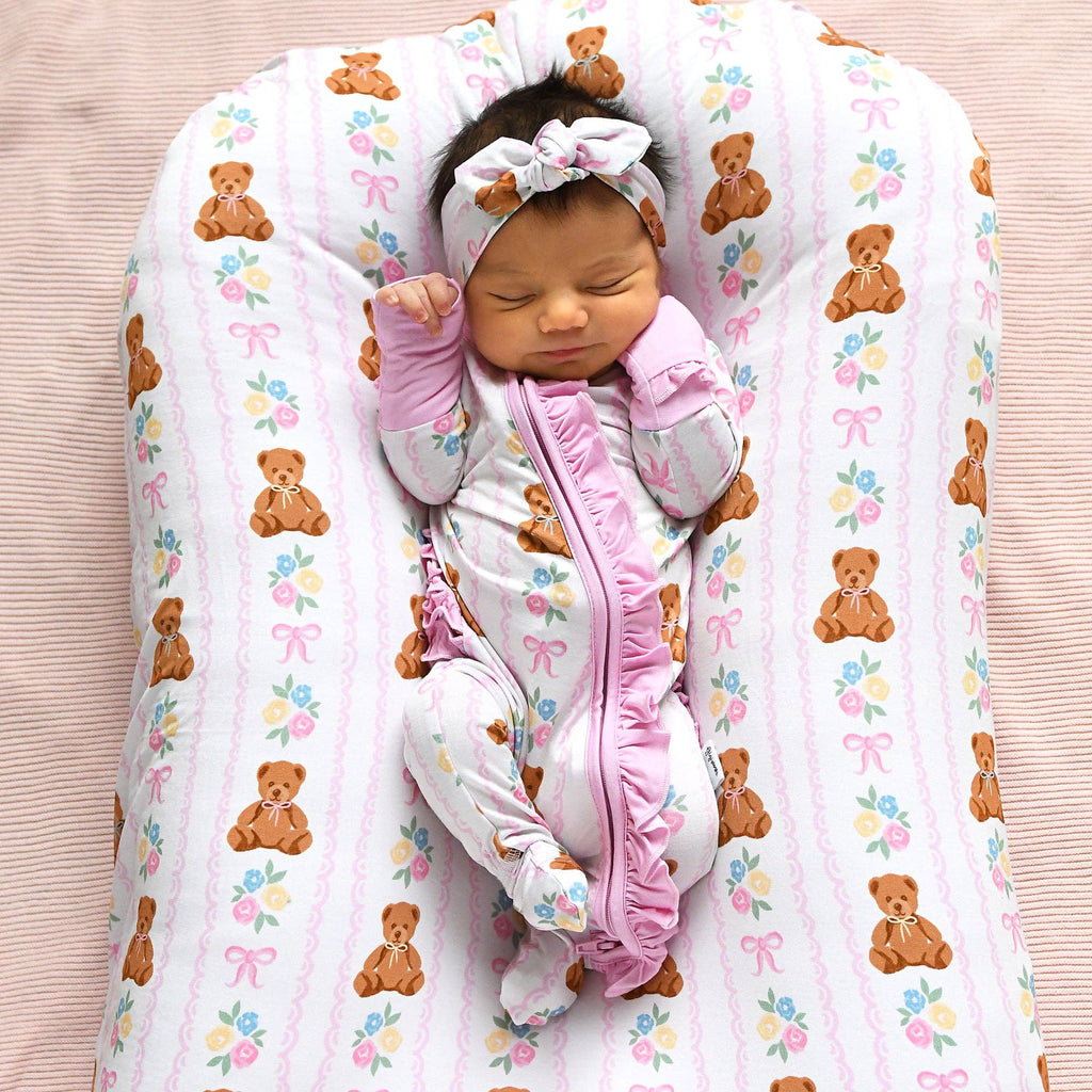 Gillian RUFFLE ZIP Bamboo One Piece Bear Baby Outfit
