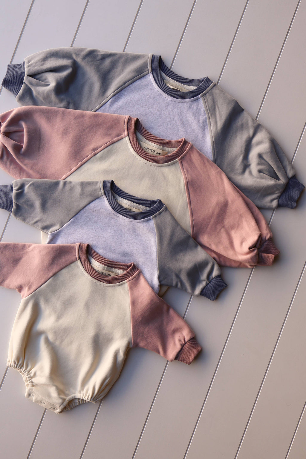 Color Block Crew Neck/ Bubble Onesie