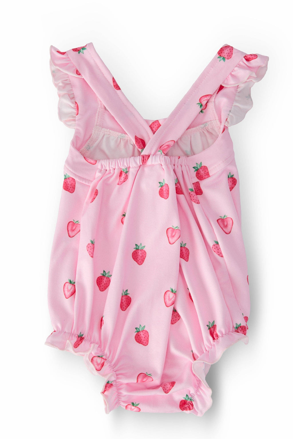 Sweet Strawberries Ruffle Cross Back Romper