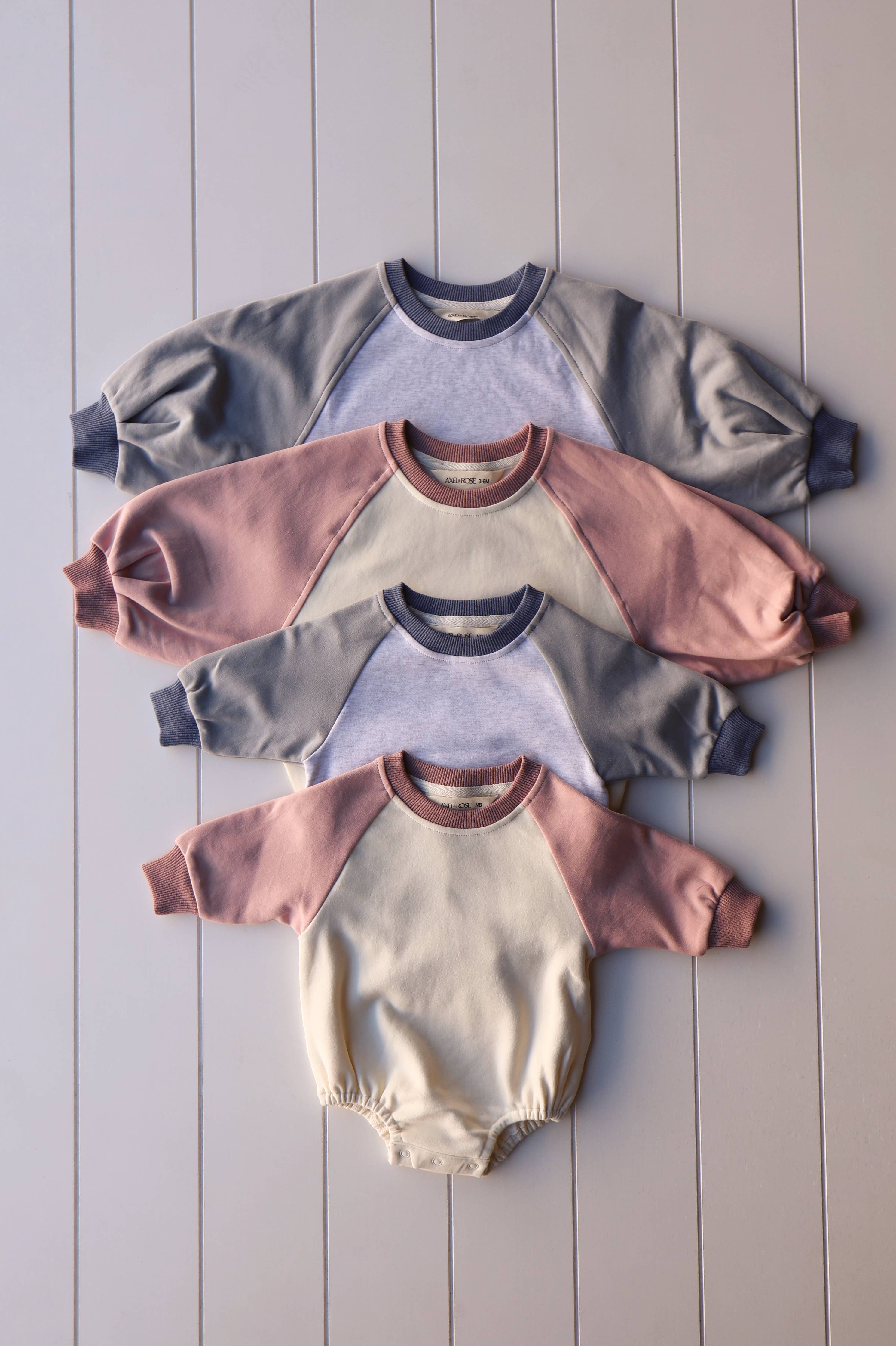 Color Block Crew Neck/ Bubble Onesie