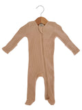 Organic Waffle 2-Way Zip Footie, Tan