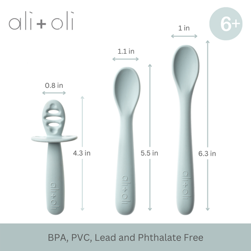 Ali+Oli (3-pc) Multi Stage Spoon Set for Baby (Blue) 6m+