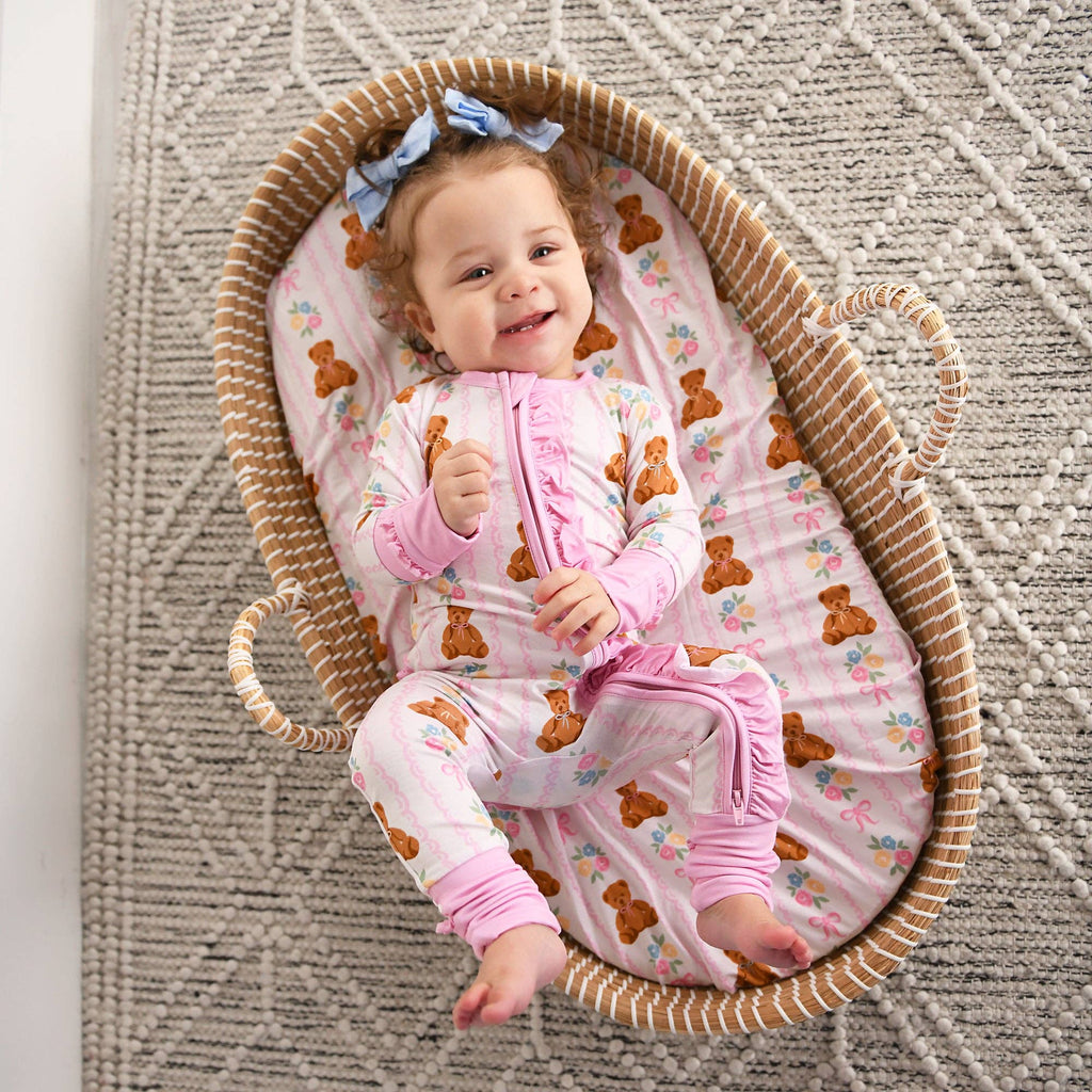 Gillian RUFFLE ZIP Bamboo One Piece Bear Baby Outfit