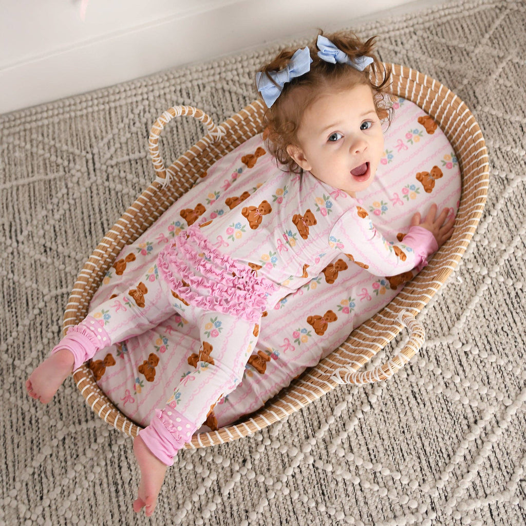 Gillian RUFFLE ZIP Bamboo One Piece Bear Baby Outfit