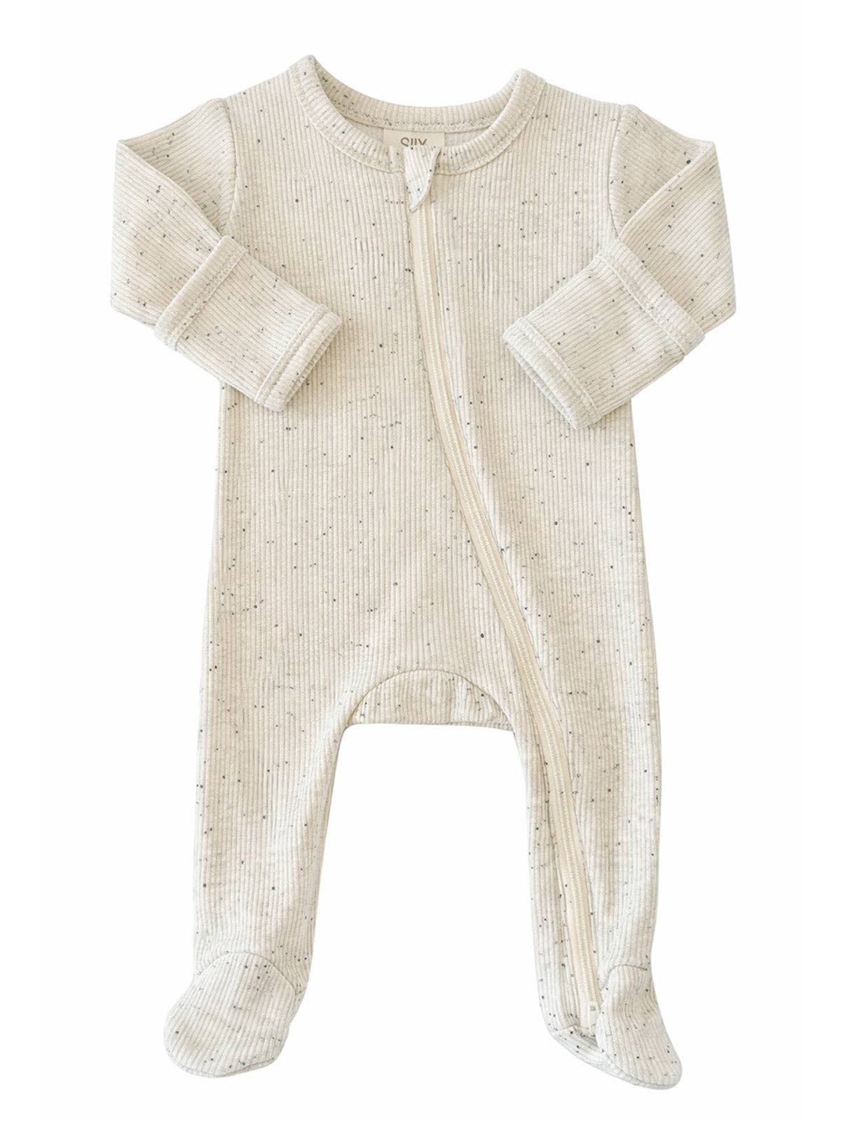 Cream Speckle / Ribbed 2-Way Zip Footie