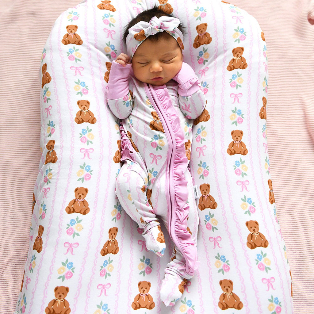 Gillian RUFFLE ZIP Bamboo One Piece Bear Baby Outfit