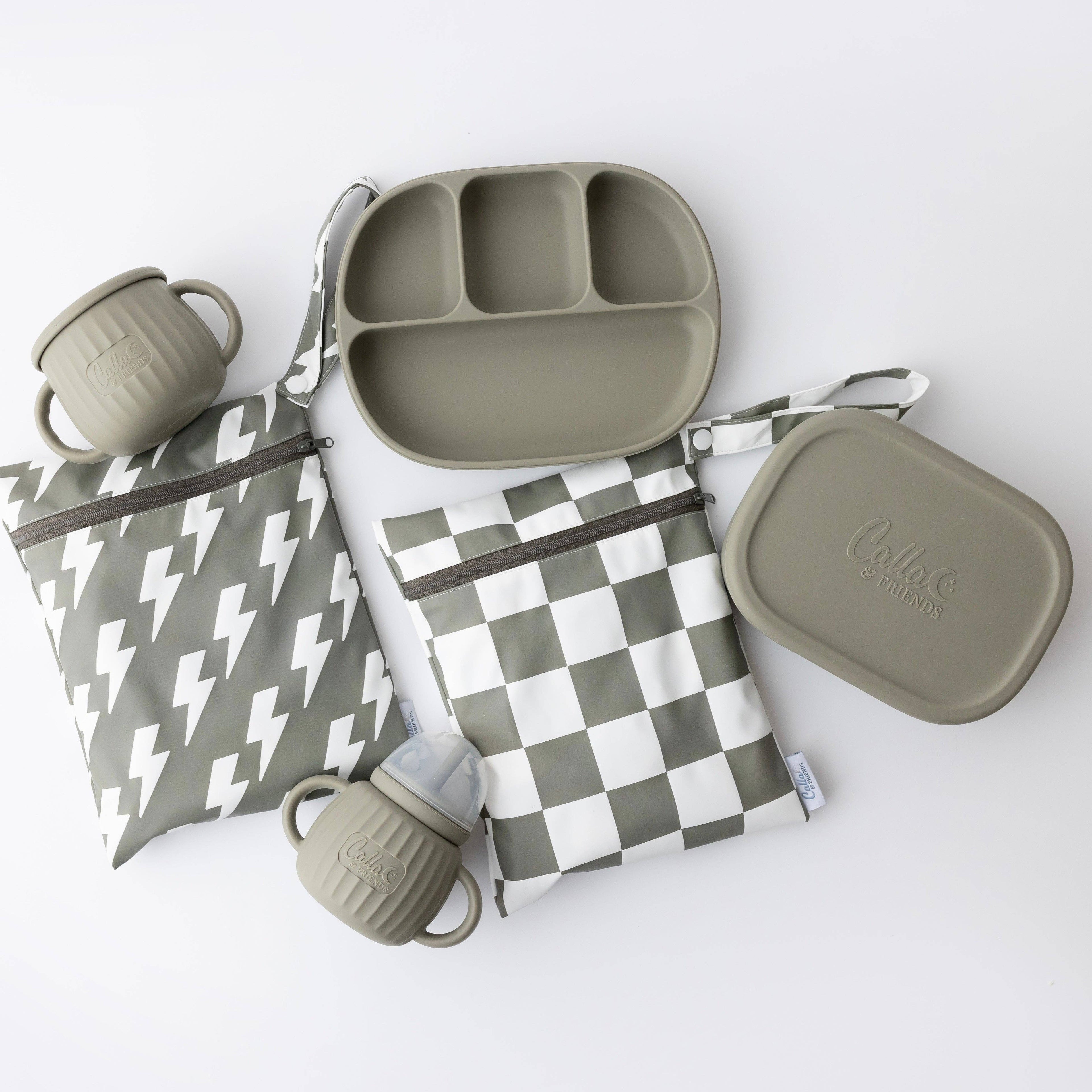 The Grayson Long Sleeve Bib - Checkered: Petal Pink / 4-6Y