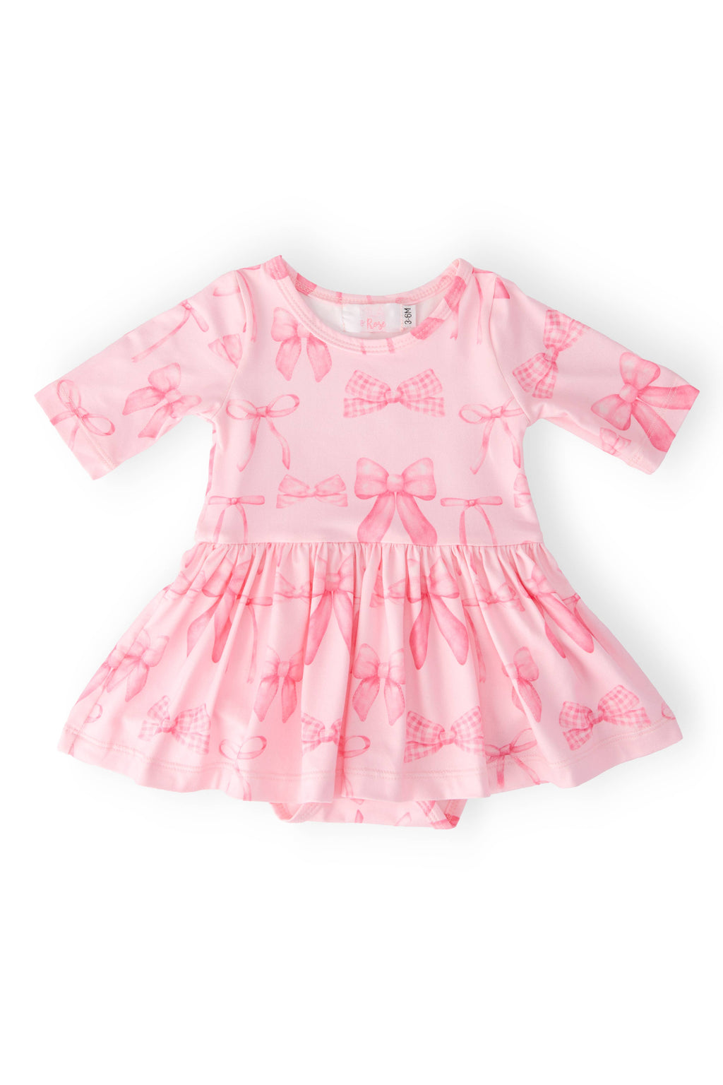 Blushing Bows 3/4 Sleeve Twirl Bodysuit