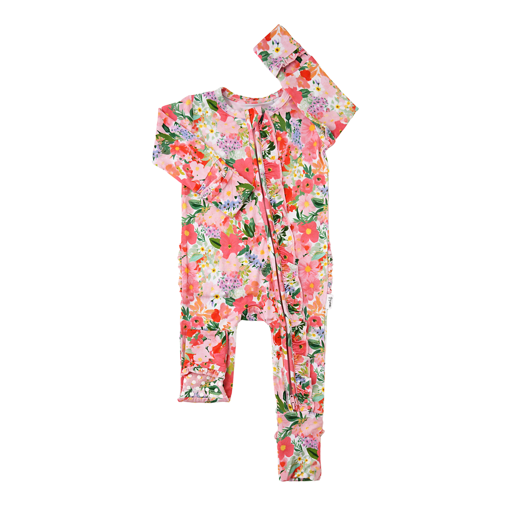 Eliana RUFFLE ZIP Bamboo One Piece Baby Outfit